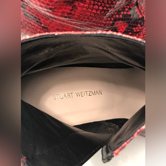 Stuart Weitzman Fifer Red Python Print Leather Boots Sz 8 - Picture 8 of 12